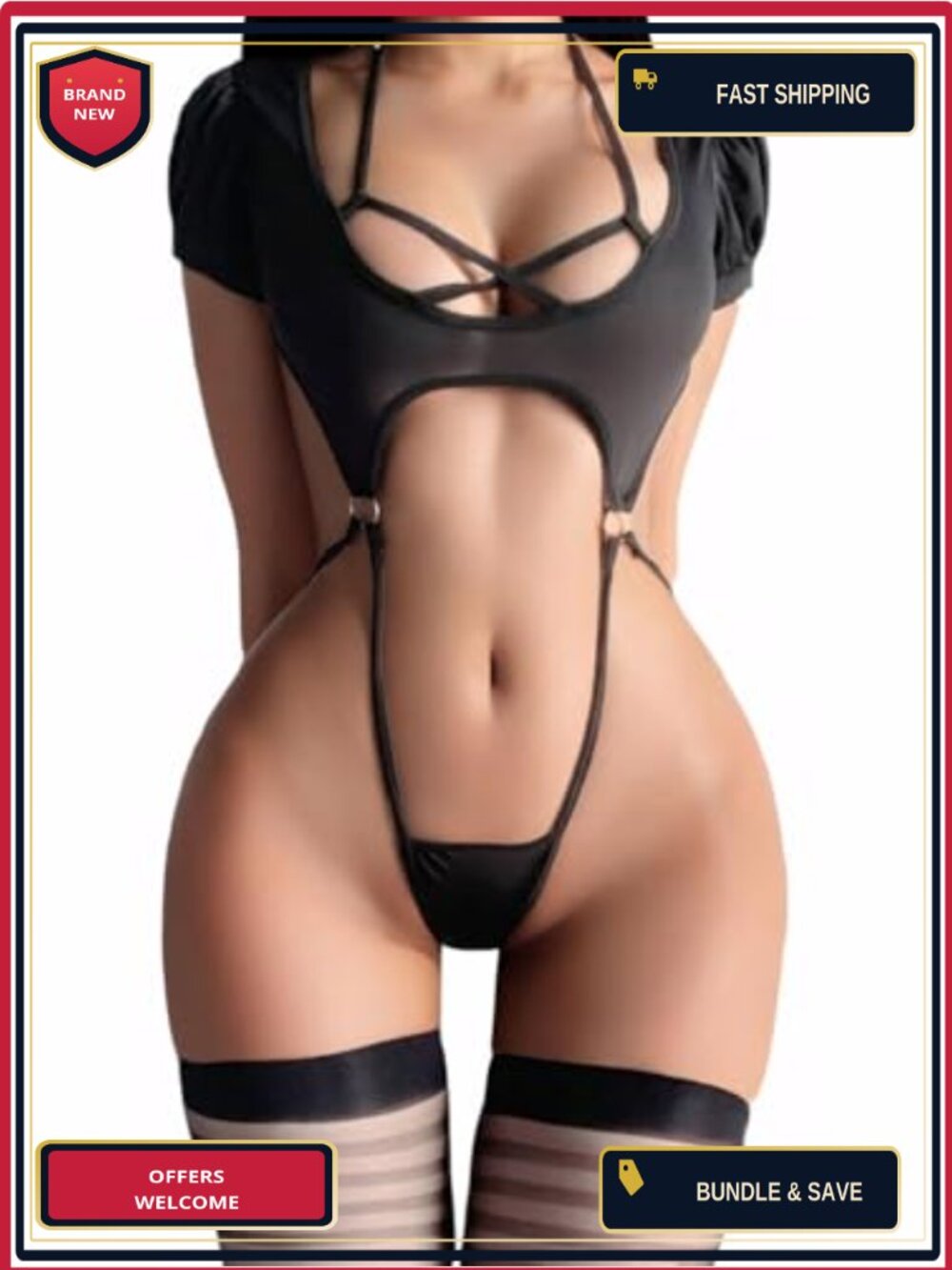 QUSSI Sexy Lingerie Set Exotic Costume Garter Belt Adjustable Slim Fit